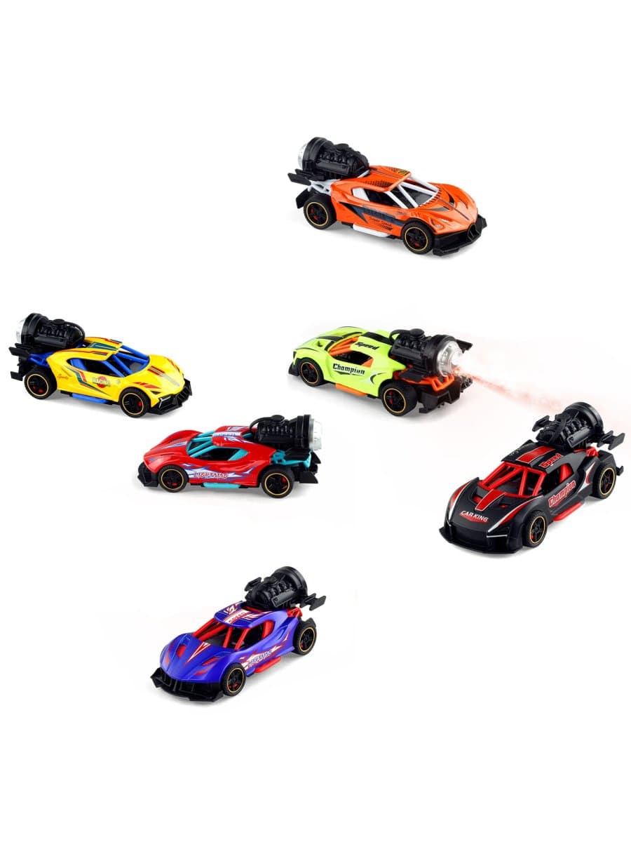 Машинка металлическая, инерционная, СВЕТ, ЗВУК, ПАР, 14 см, АССОРТИ, FUNKY TOYS