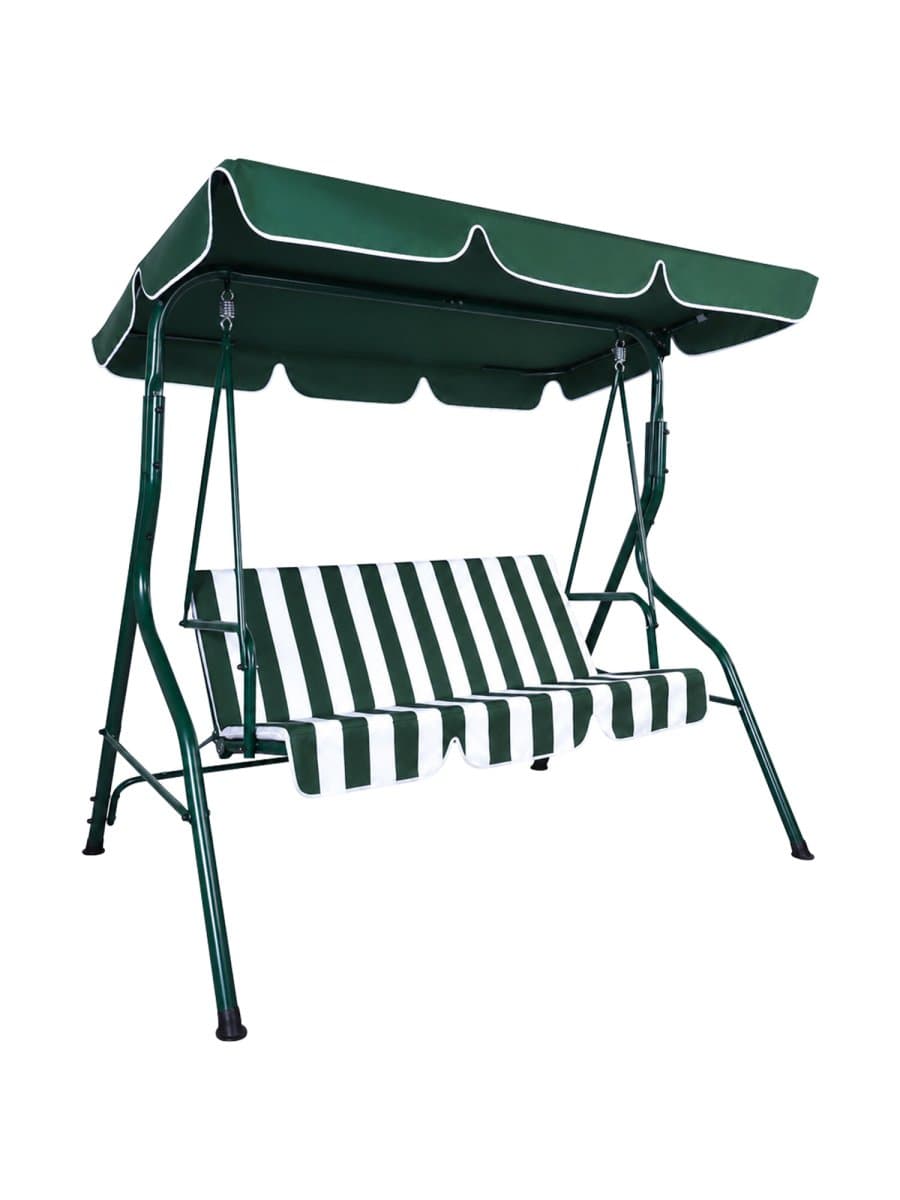 Качели садовые NOSTRESS (НОСТРЕСС) COMFORT SC-003, 3 места, Ш170хГ110хВ153 см, мягкое сиденье, зеленый/белый, 680051