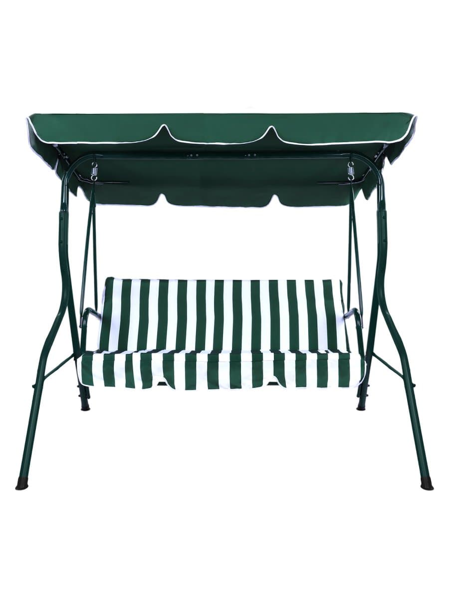 Качели садовые NOSTRESS (НОСТРЕСС) COMFORT SC-003, 3 места, Ш170хГ110хВ153 см, мягкое сиденье, зеленый/белый, 680051