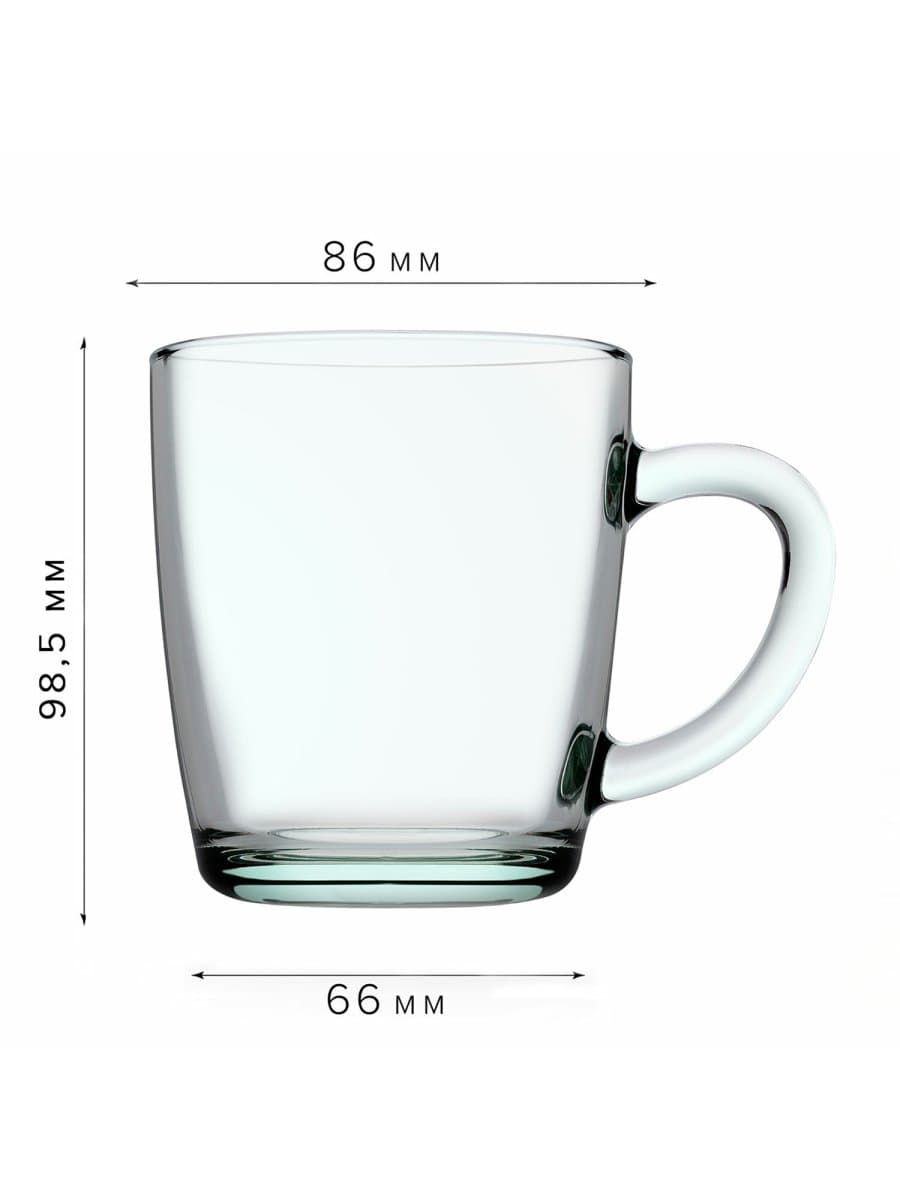 Кружка для чая с ручкой, 340 мл, 1 штука, стекло, PASABAHCE "БЕЙЗИК", 55531СЛ1