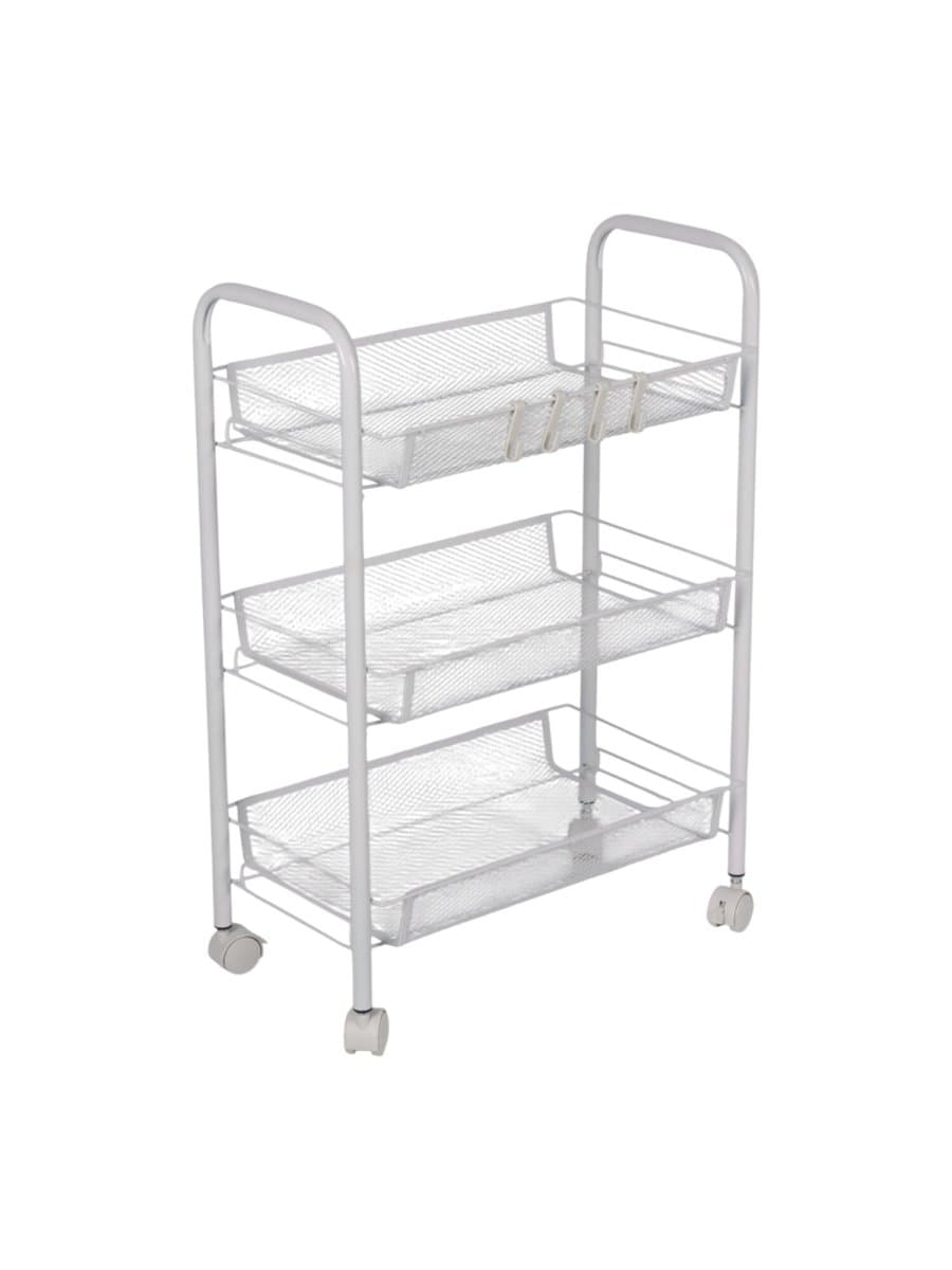 Этажерка (тележка) BOOMHOUSE (БУМХАУС) RC-003 3 яруса, на колесах, В62,5хШ42,5хГ25,5 см, металл, белая, 701456