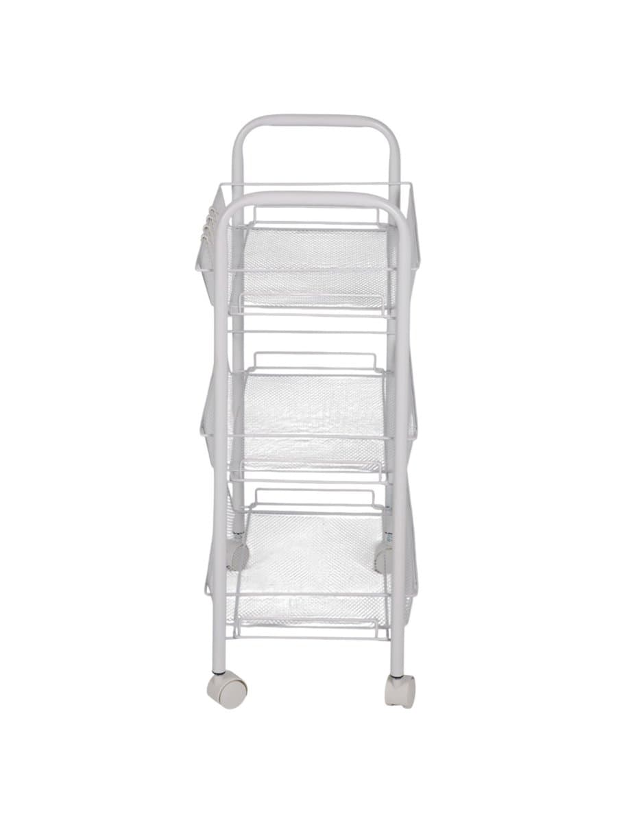 Этажерка (тележка) BOOMHOUSE (БУМХАУС) RC-003 3 яруса, на колесах, В62,5хШ42,5хГ25,5 см, металл, белая, 701456