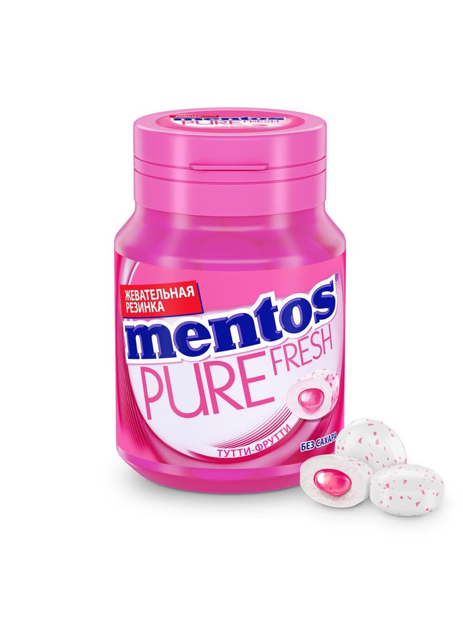Жевательная резинка MENTOS Pure Fresh "Тутти-Фрутти" с экстрактом зеленого чая, 54 г, 39248