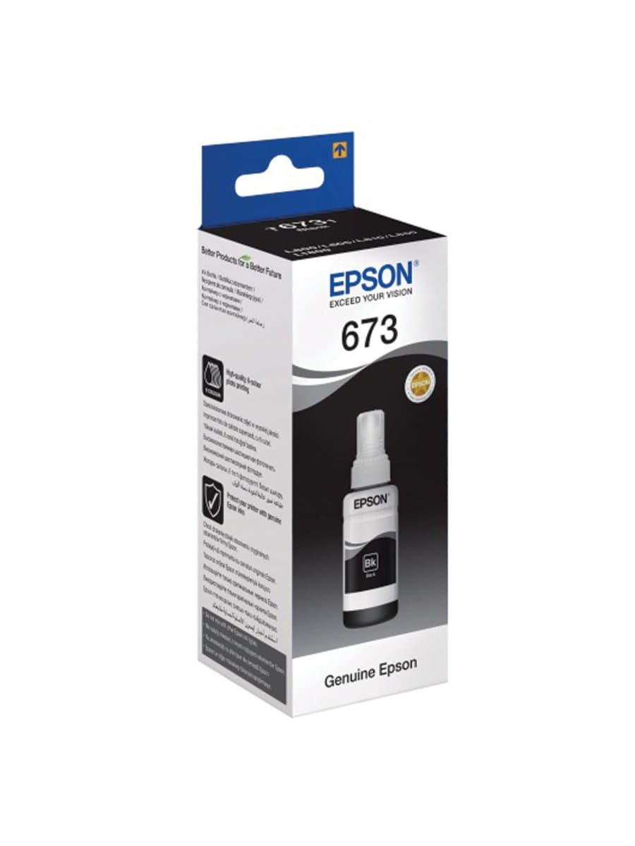 Чернила EPSON 673 (T6731) для СНПЧ Epson L800/L805/L810/L850/L1800, черные, ОРИГИНАЛЬНЫЕ, C13T67314A