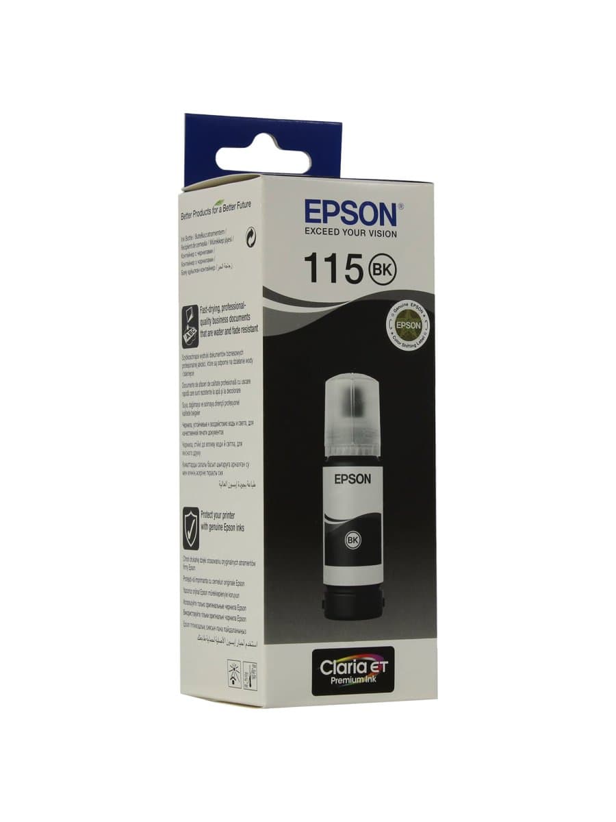 Чернила EPSON 115 (C13T07C14A) для СНПЧ L8160/L8180, черные пигментные, объем 70 мл, ОРИГИНАЛЬНЫЕ