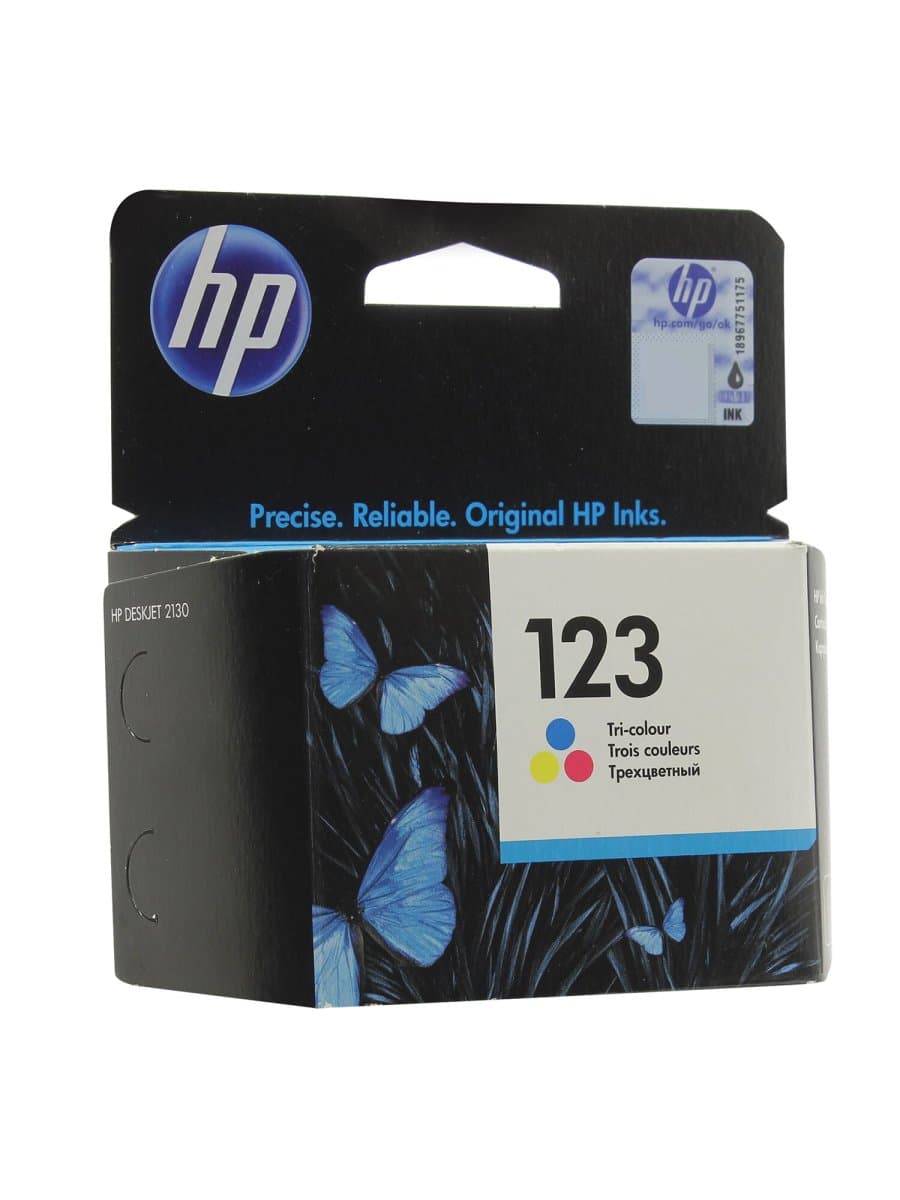 Картридж струйный HP (F6V16AE) Deskjet 2130, №123, цветной, оригинальный, ресурс 100 стр.