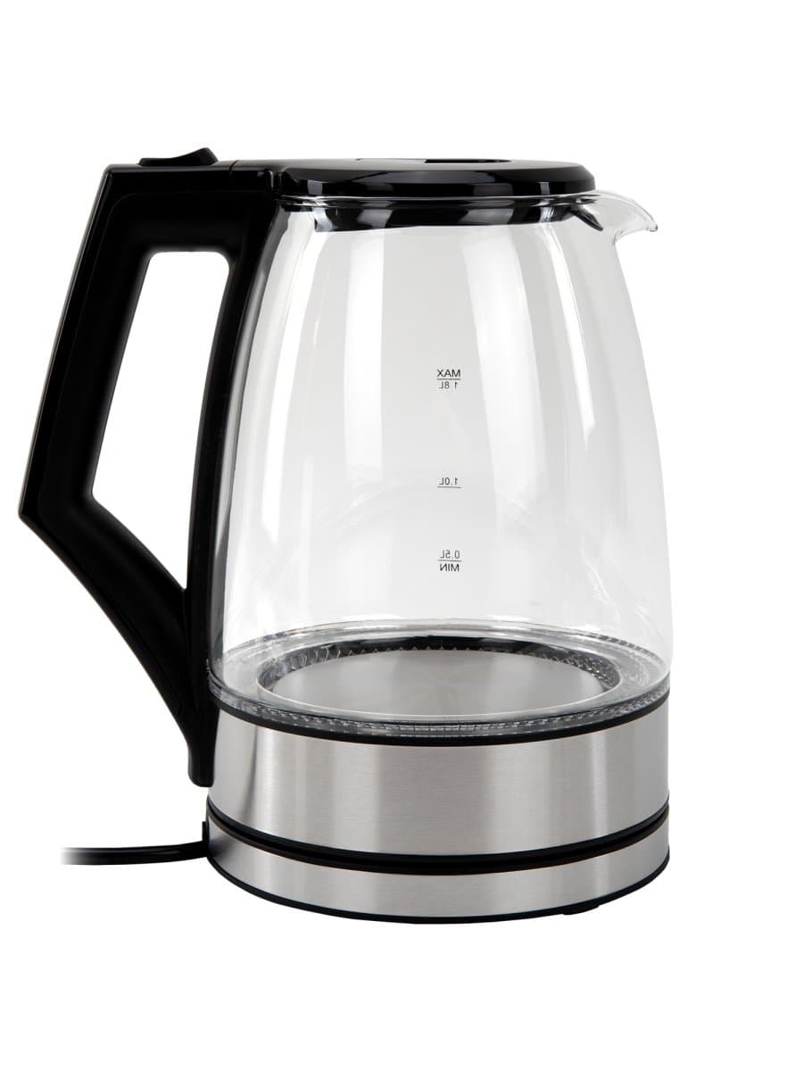 Чайник электрический SONNEN KT-1807, 1,8 л, 2200 Вт, термостойкое стекло, внутренняя подсветка синяя, нержавеющая сталь, 455140