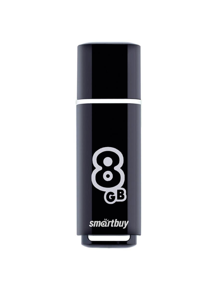 Флеш-диск 8 GB, SMARTBUY Glossy, USB 2.0, черный, SB8GBGS-K