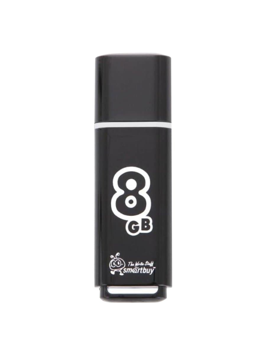 Флеш-диск 8 GB, SMARTBUY Glossy, USB 2.0, черный, SB8GBGS-K