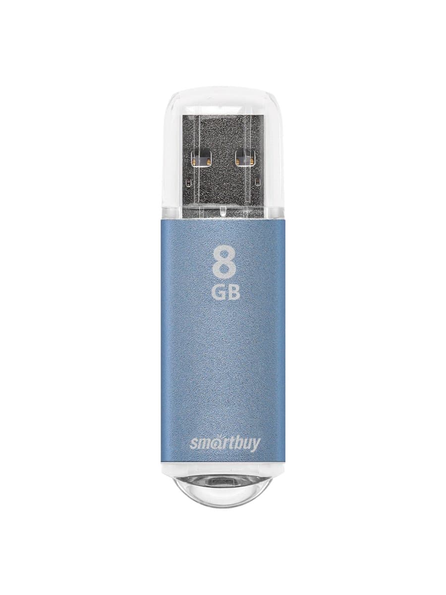 Флеш-диск 8 GB, SMARTBUY V-Cut, USB 2.0, металлический корпус, синий, SB8GBVC-B