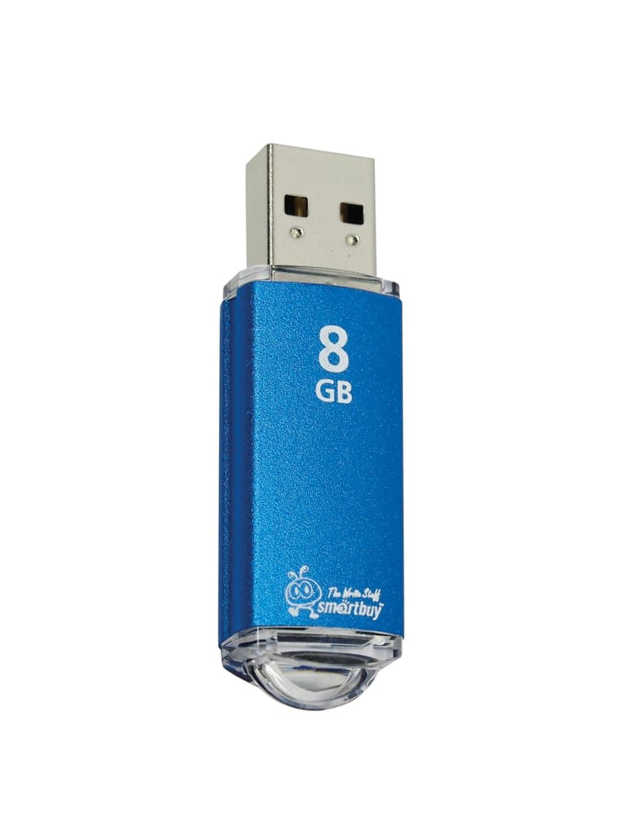 Флеш-диск 8 GB, SMARTBUY V-Cut, USB 2.0, металлический корпус, синий, SB8GBVC-B