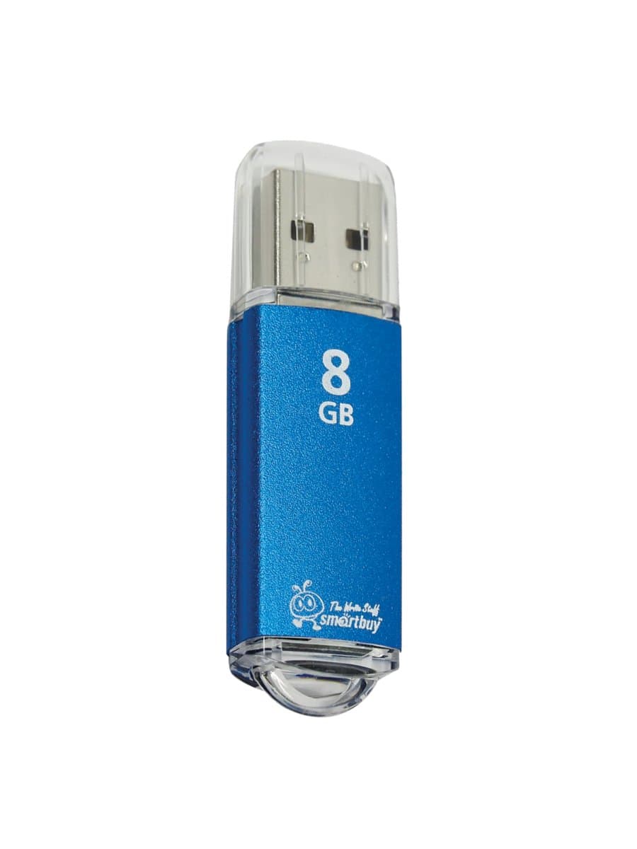 Флеш-диск 8 GB, SMARTBUY V-Cut, USB 2.0, металлический корпус, синий, SB8GBVC-B