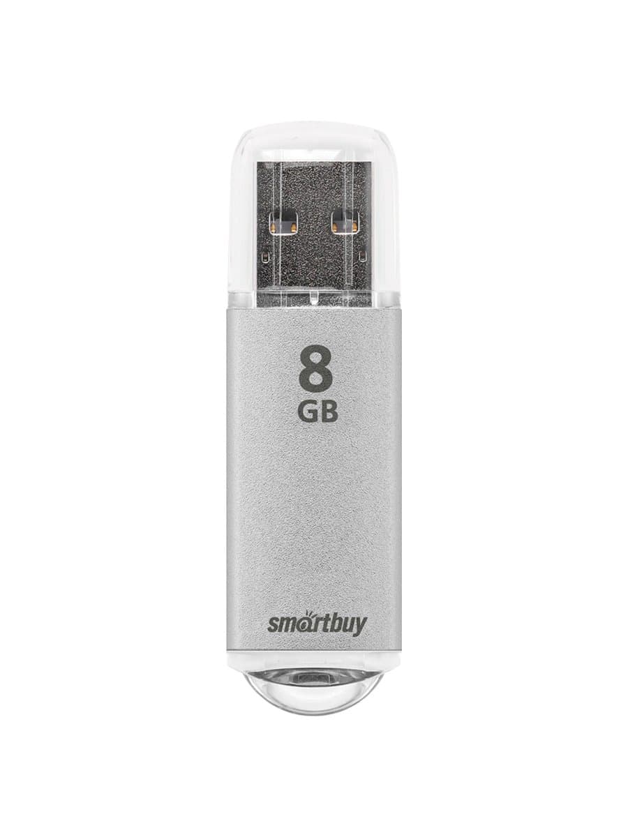 Флеш-диск 8 GB, SMARTBUY V-Cut, USB 2.0, металлический корпус, серебристый, SB8GBVC-S