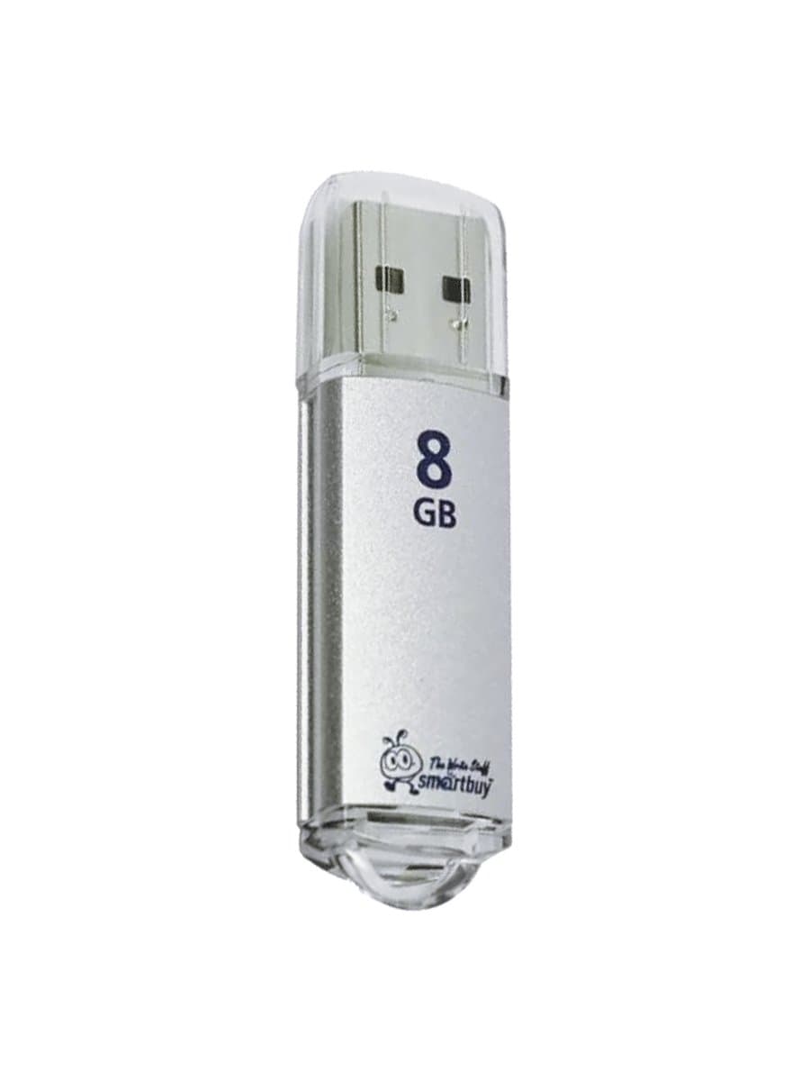 Флеш-диск 8 GB, SMARTBUY V-Cut, USB 2.0, металлический корпус, серебристый, SB8GBVC-S