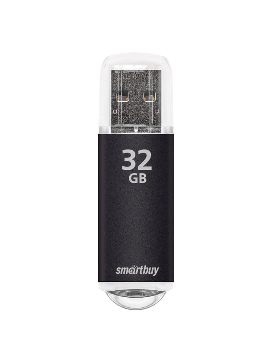 Флеш-диск 32 GB, SMARTBUY V-Cut, USB 2.0, металлический корпус, черный, SB32GBVC-K