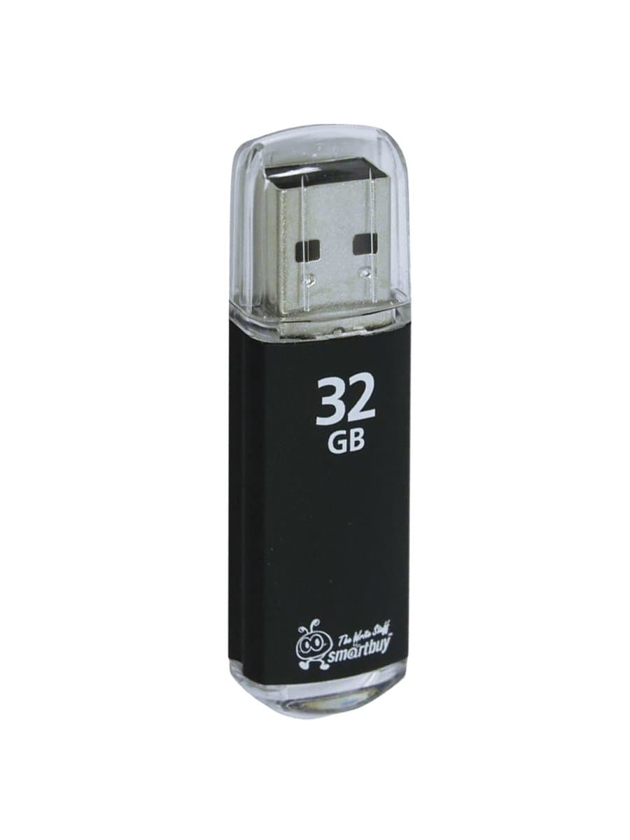 Флеш-диск 32 GB, SMARTBUY V-Cut, USB 2.0, металлический корпус, черный, SB32GBVC-K