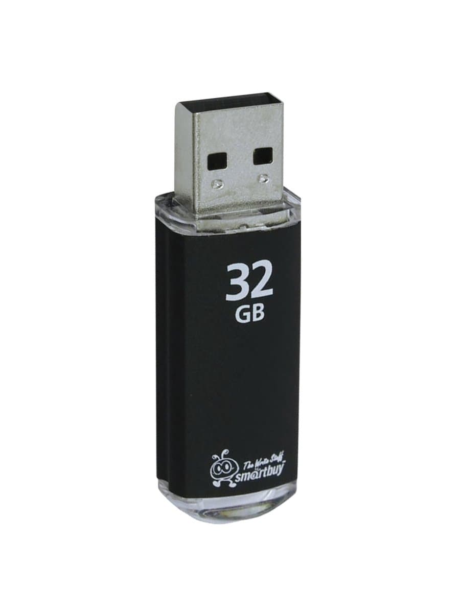 Флеш-диск 32 GB, SMARTBUY V-Cut, USB 2.0, металлический корпус, черный, SB32GBVC-K