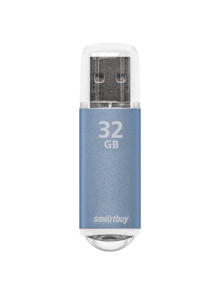 Флеш-диск 32 GB, SMARTBUY V-Cut, USB 2.0, металлический корпус, синий, SB32GBVC-B