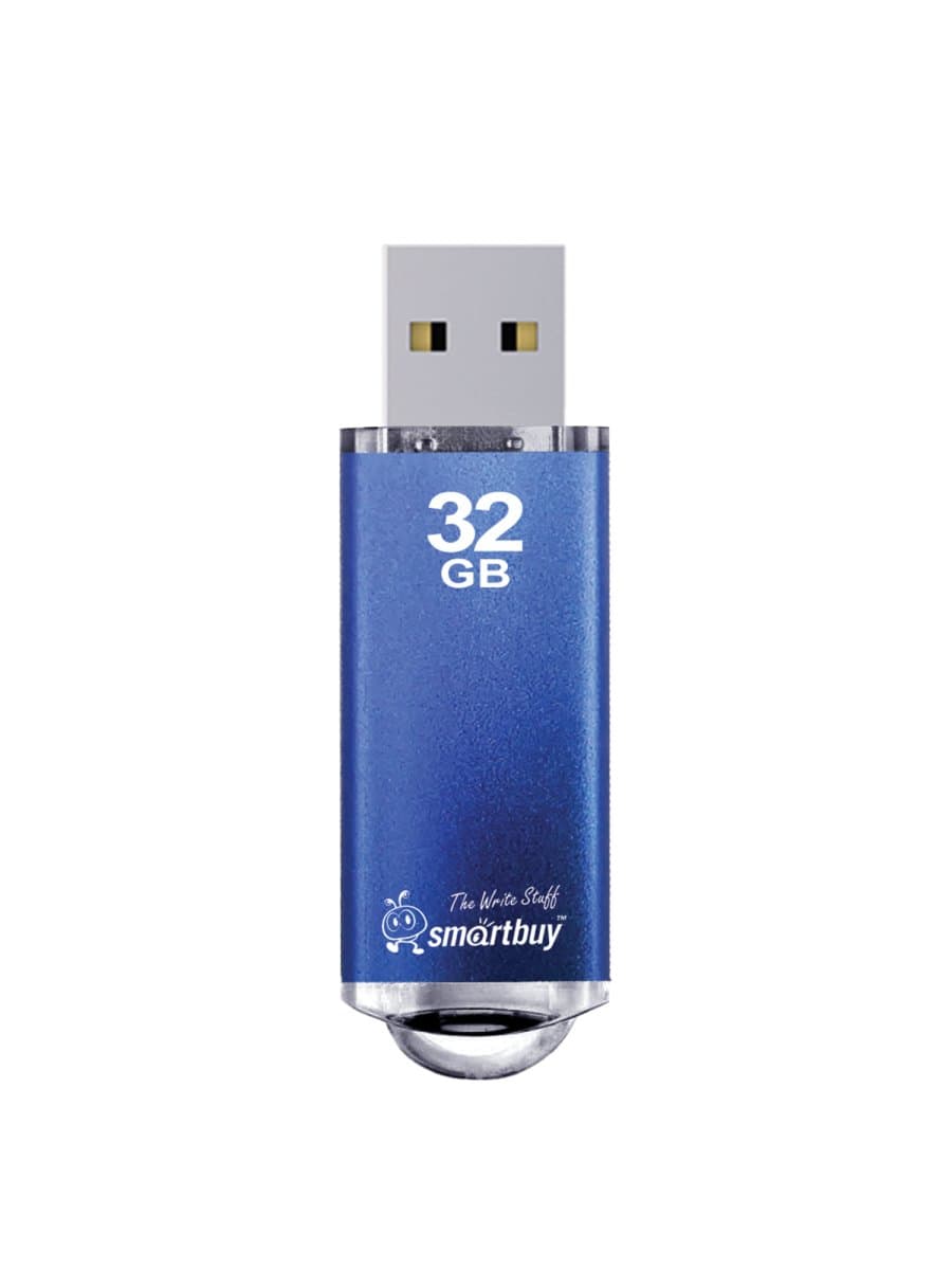 Флеш-диск 32 GB, SMARTBUY V-Cut, USB 2.0, металлический корпус, синий, SB32GBVC-B