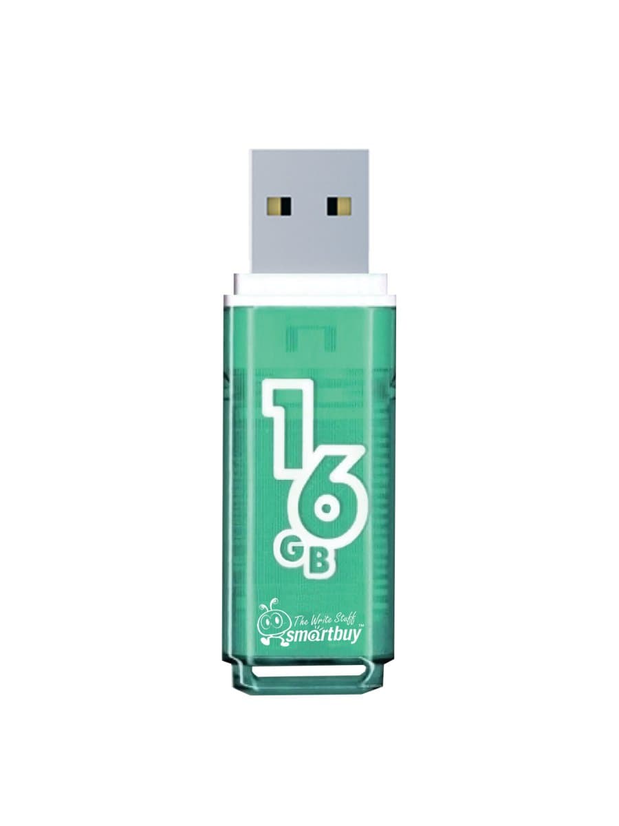 Флеш-диск 16 GB, SMARTBUY Glossy, USB 2.0, зеленый, SB16GBGS-G