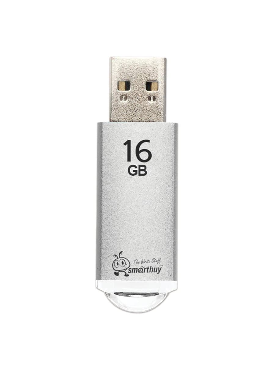 Флеш-диск 16 GB, SMARTBUY V-Cut, USB 2.0, металлический корпус, серебристый, SB16GBVC-S