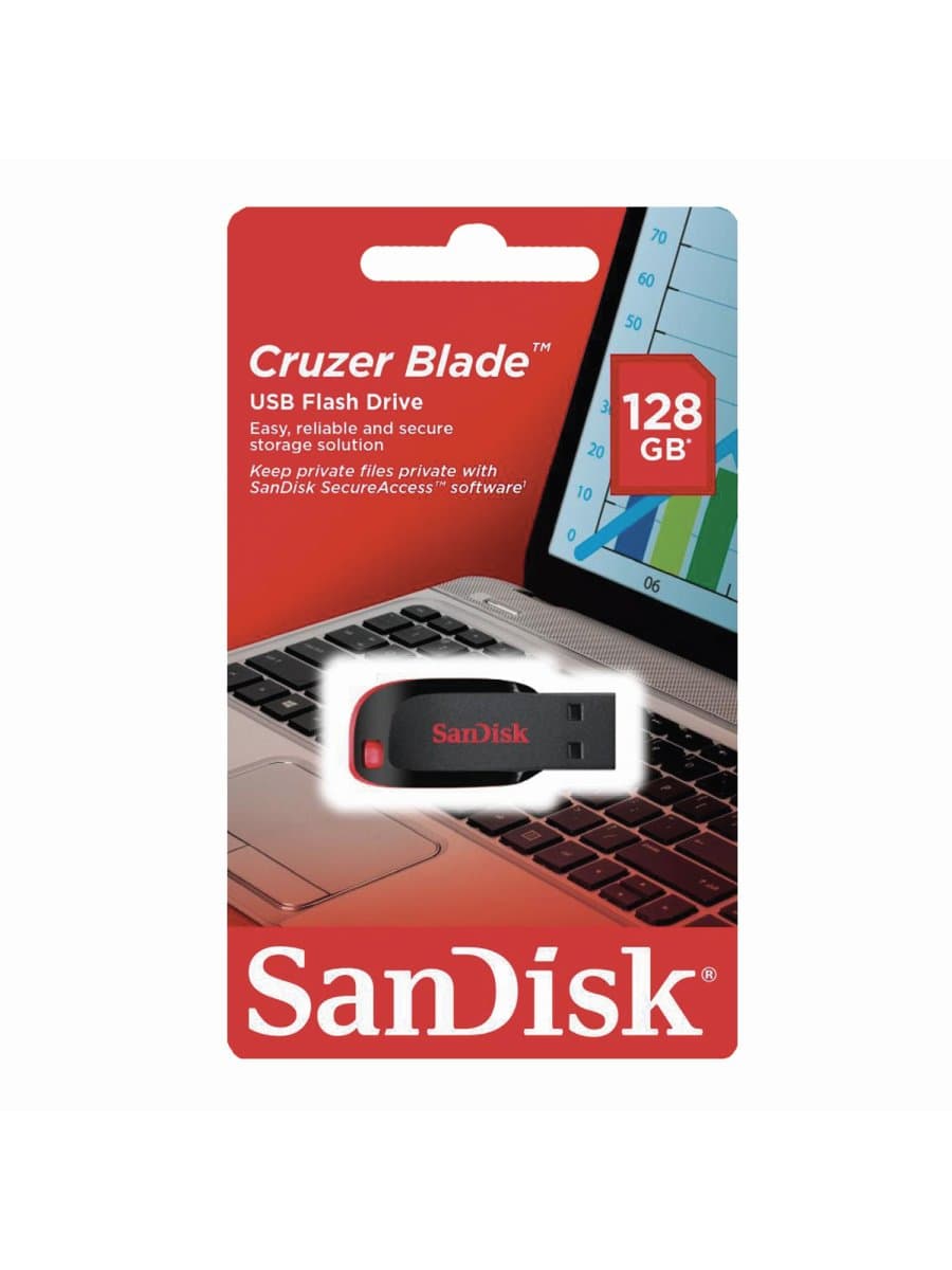 Флеш-диск 128 GB, SANDISK Cruzer Blade, USB 2.0, черный, SDCZ50-128G-B35