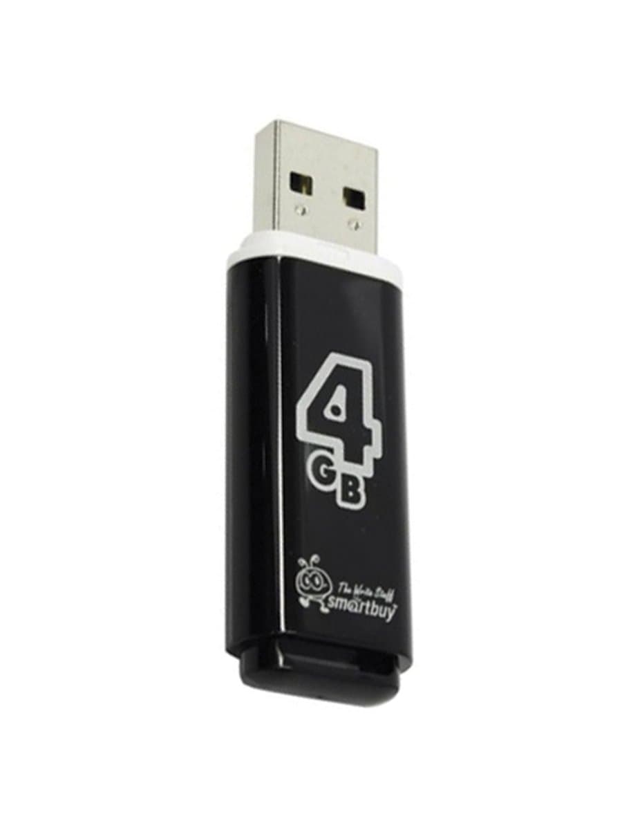 Флеш-диск 4 GB, SMARTBUY Glossy, USB 2.0, черный, SB4GBGS-K