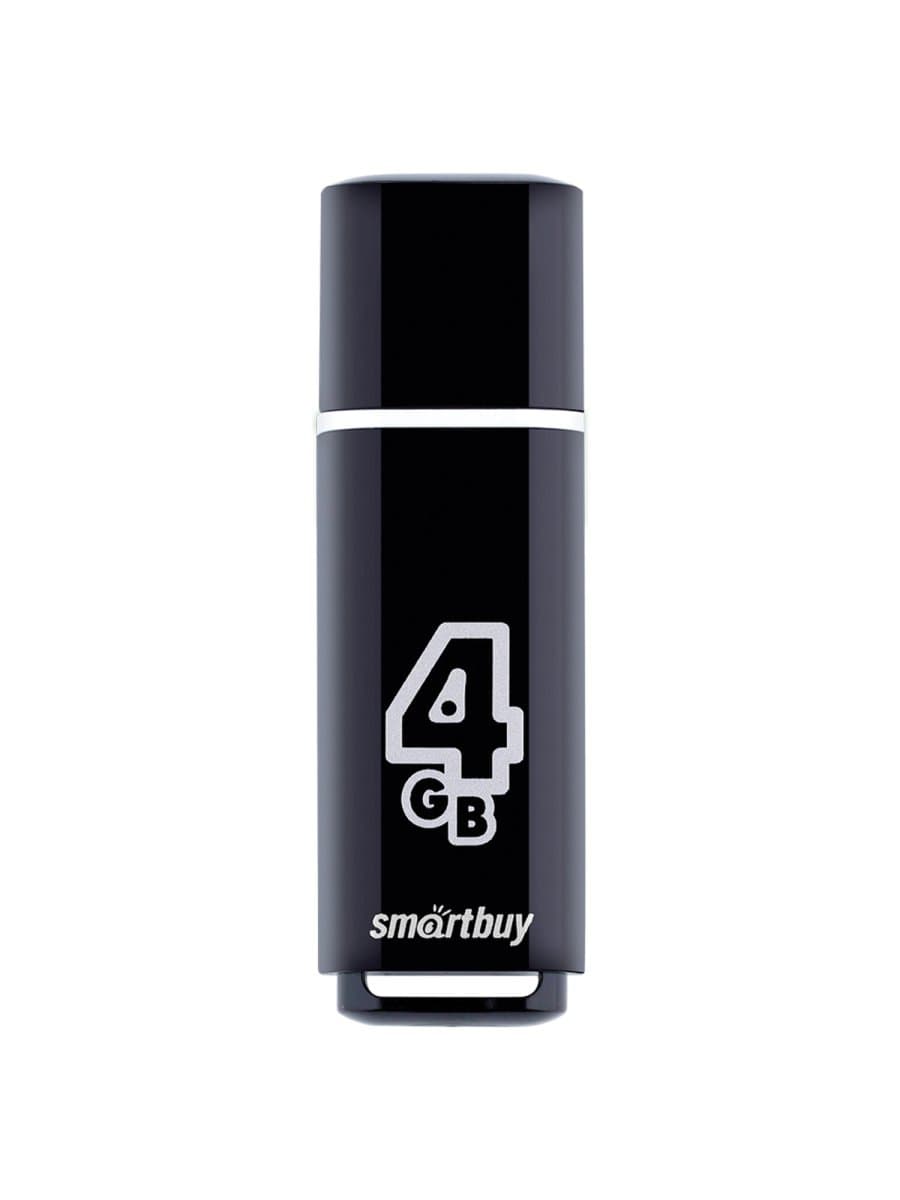 Флеш-диск 4 GB, SMARTBUY Glossy, USB 2.0, черный, SB4GBGS-K