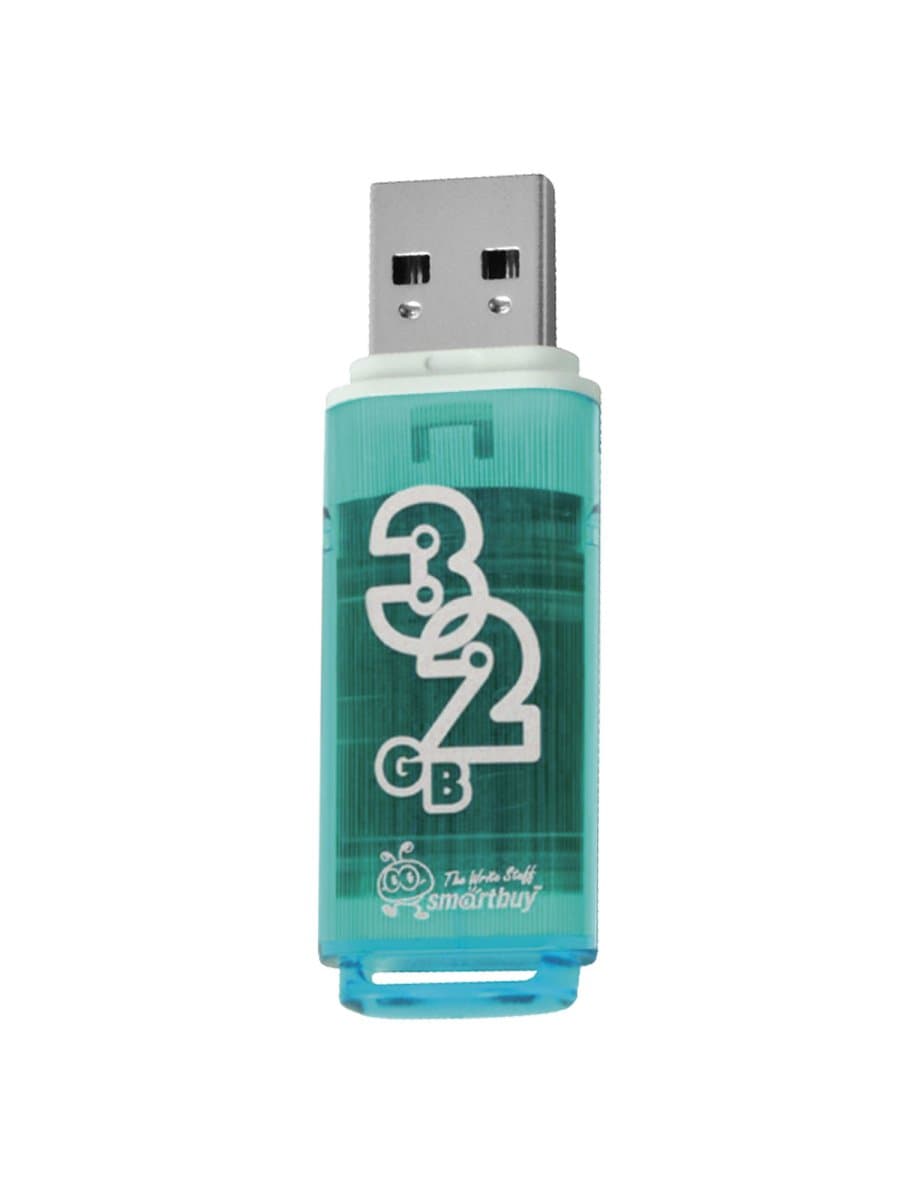 Флеш-диск 32 GB, SMARTBUY Glossy, USB 2.0, зеленый, SB32GBGS-G