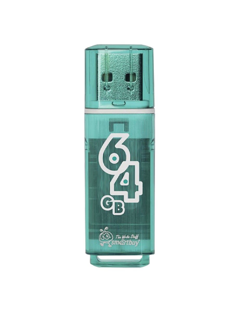 Флеш-диск 64 GB SMARTBUY Glossy USB 2.0, зеленый, SB64GBGS-G