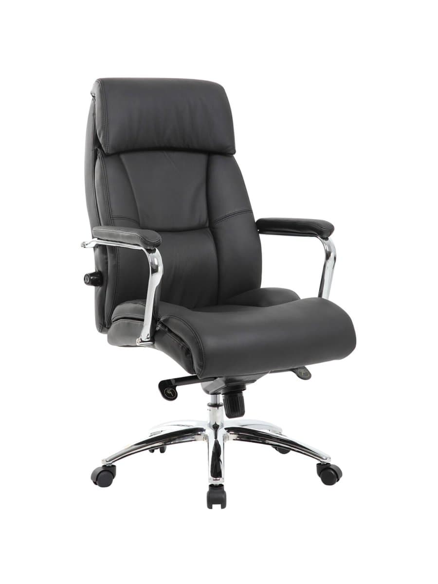 Кресло из натуральной кожи BRABIX PREMIUM "Phaeton EX-502", хром, черное, 530882