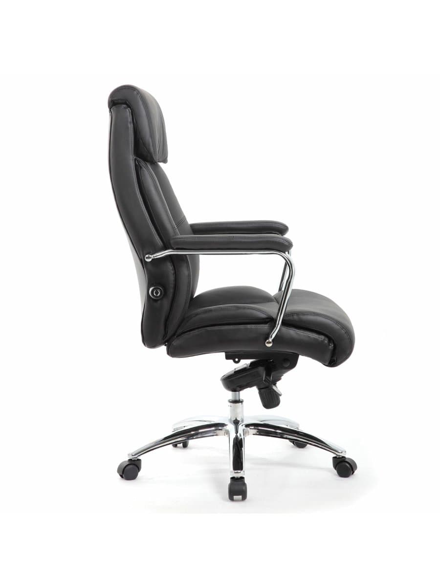 Кресло из натуральной кожи BRABIX PREMIUM "Phaeton EX-502", хром, черное, 530882
