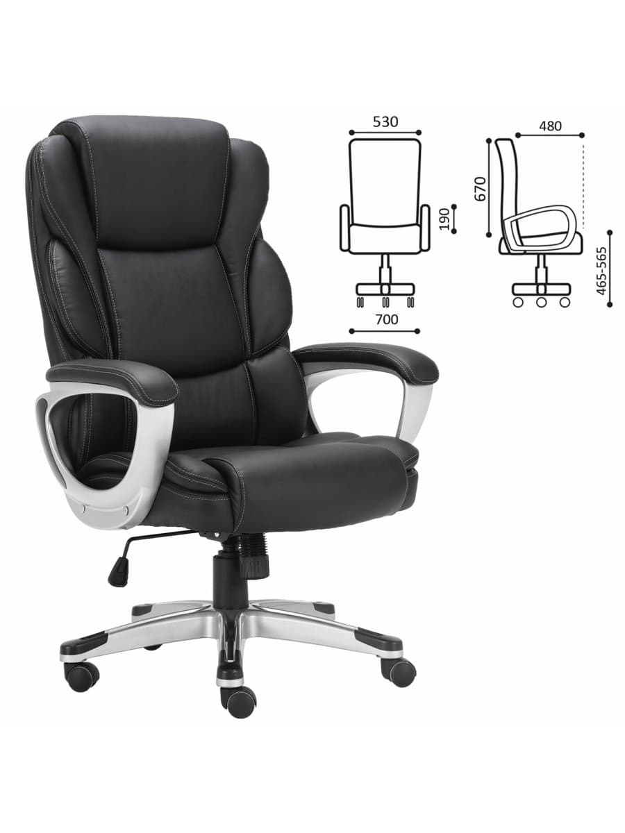 Кресло офисное BRABIX PREMIUM "Rest EX-555", пружинный блок, экокожа, черное, 531938