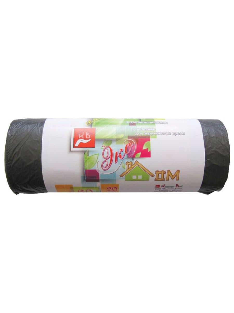 Мешки для мусора, 60 л, черные, в рулоне 20 шт., ПНД, 7 мкм, 60х70 см, эконом, КБ, "ЭкоДом", 1749