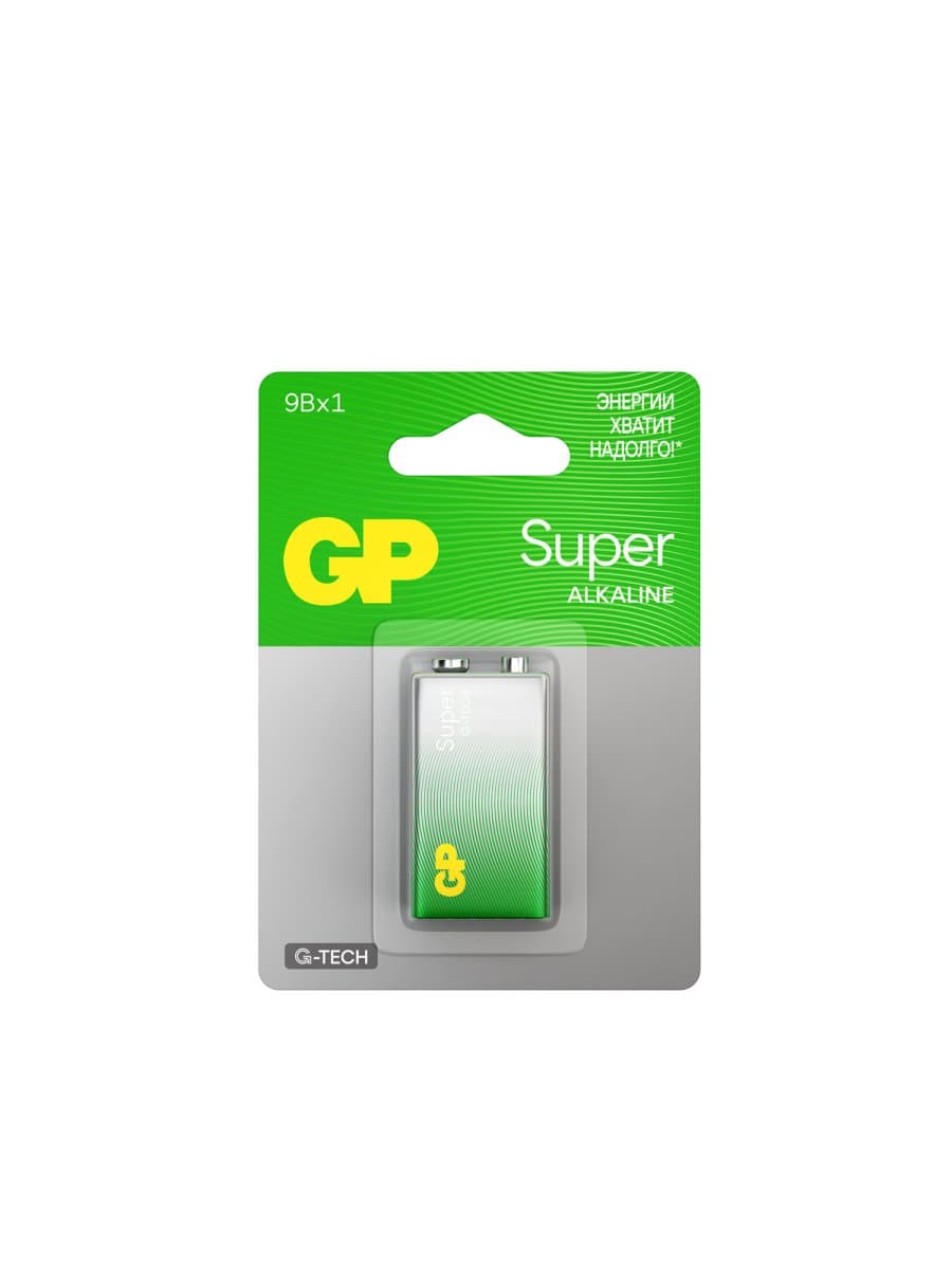 Батарейка 1 шт., GP Super G-Tech, Крона (6LR61, 6LF22, 1604A), алкалиновая, блистер, 1604A-5CR1, 1604A-BC1