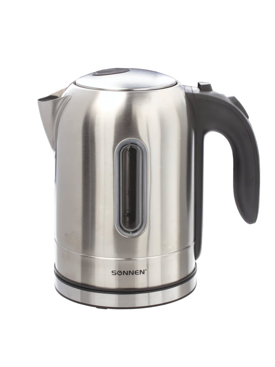 Чайник SONNEN KT-1755, 1,7 л, 2200 Вт, закрытый нагревательный элемент, нержавеющая сталь, 453419