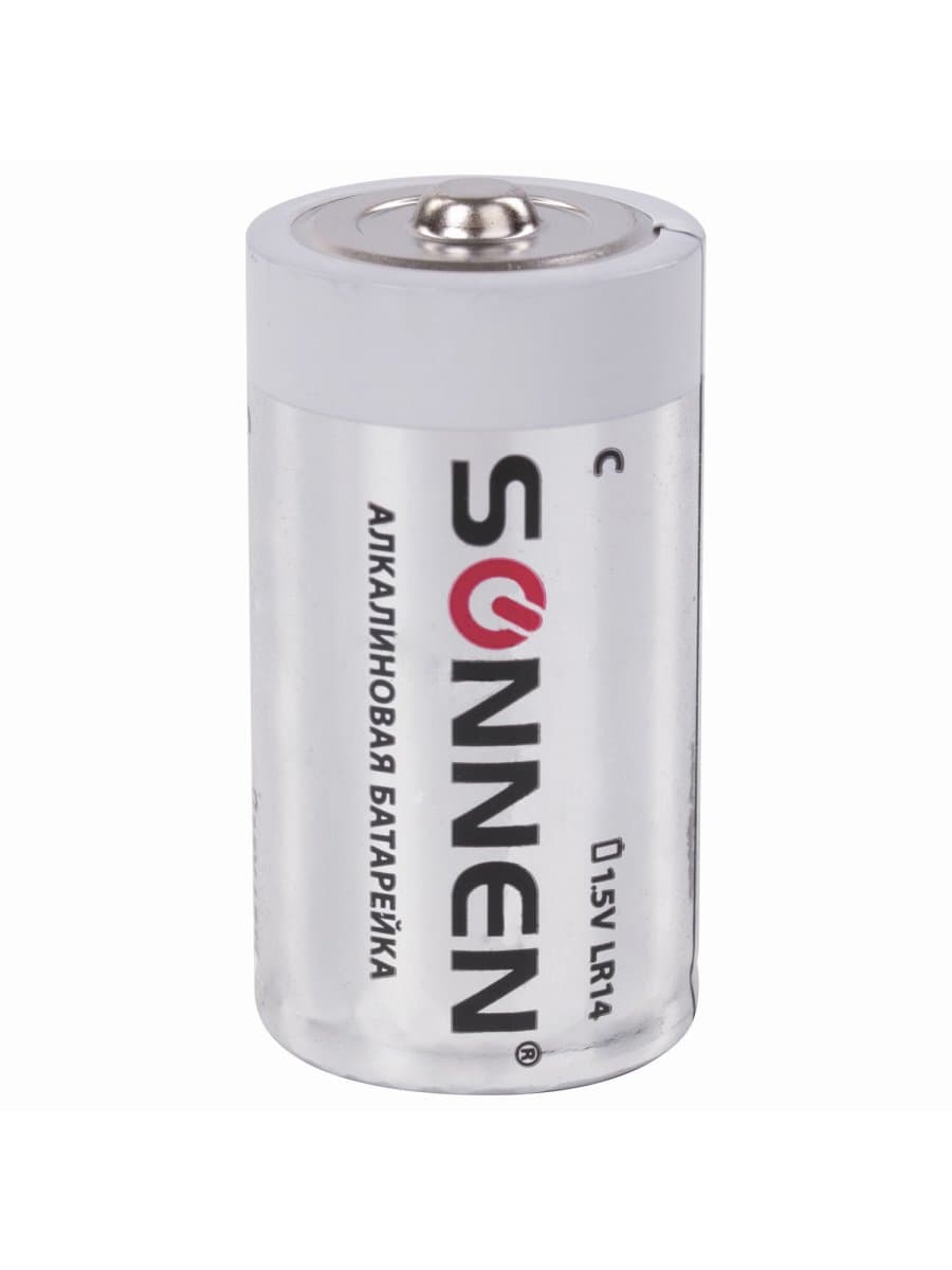 Батарейки КОМПЛЕКТ 2 шт., SONNEN Alkaline, С (LR14, 14А), алкалиновые, блистер, 451090