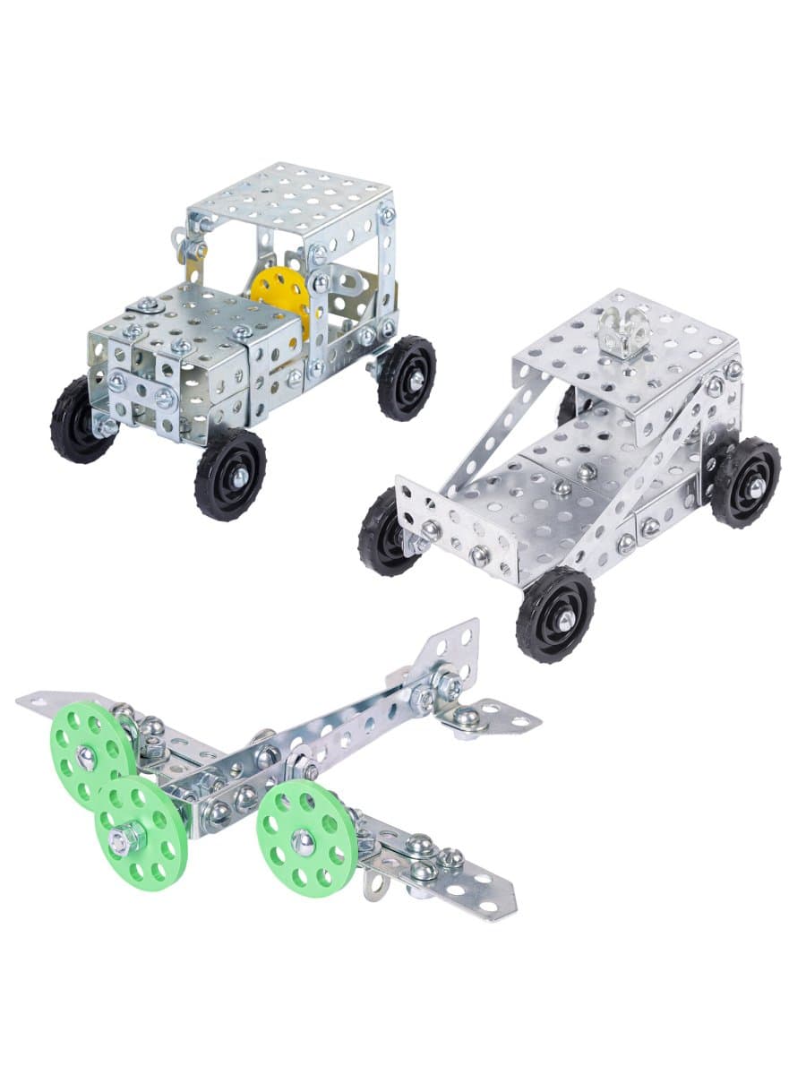 Конструктор металлический ЮНЛАНДИЯ "Для уроков труда №4", развивающий, 130 элементов, 104682