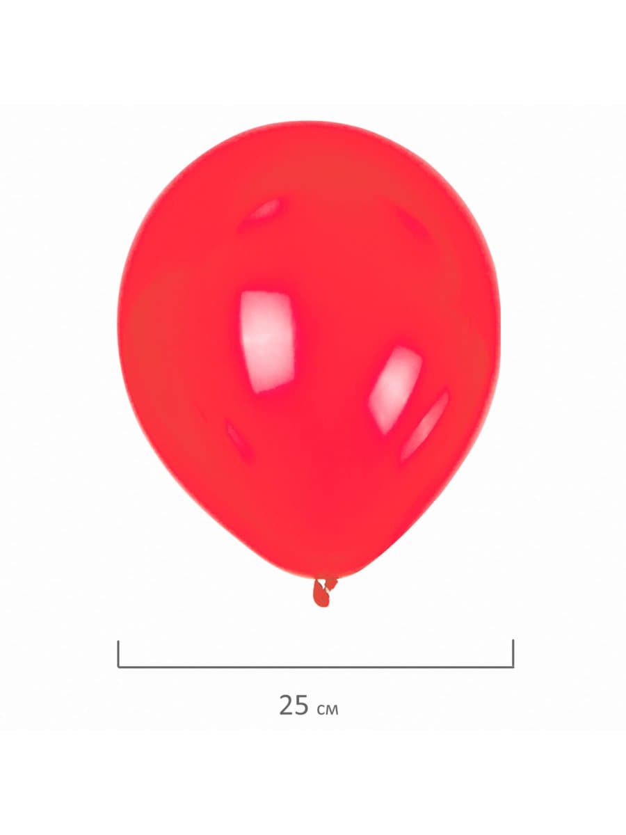 Шары воздушные ЗОЛОТАЯ СКАЗКА, 10" (25 см), КОМПЛЕКТ 50 штук, красные, пакет, 104998