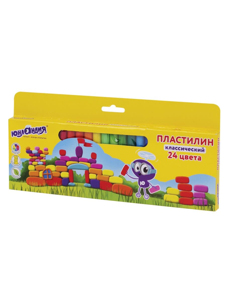 Пластилин классический ЮНЛАНДИЯ "ЮНЛАНДИК-АРХИТЕКТОР", 24 цвета, 480 г, ВЫСШЕЕ КАЧЕСТВО, 105031
