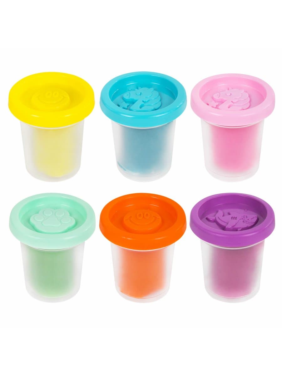 Пластилин-тесто для лепки BRAUBERG KIDS, 6 цветов, 300 г, 10 формочек, шприц, стек, крышки-штампики, 106719