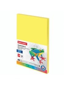 Бумага цветная BRAUBERG, А4, 80 г/м2, 100 л., медиум, желтая, для офисной техники, 112454