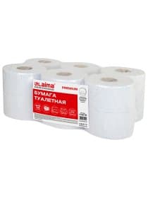 Бумага туалетная 150 м, LAIMA (Система T2) PREMIUM, 2-слойная, белая с ЦВЕТНЫМ ТИСНЕНИЕМ, КОМПЛЕКТ 12 рулонов, 112516