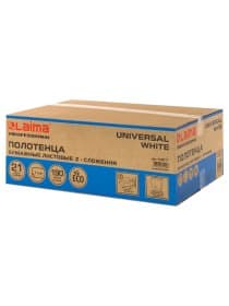 Полотенца бумажные 190 шт., LAIMA (Система H2) UNIVERSAL WHITE, 1-слойные, белые, КОМПЛЕКТ 21 пачка, 22,5х20,5 см, Z-сложения, 112517