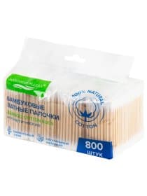Ватные палочки КОМПЛЕКТ 4х200 шт., бамбуковый стик, 100% хлопок, зип-лок, ЗОЛОТОЙ ИДЕАЛ, 116560