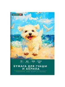 Бумага для гуаши и акрила А3 10 л., 235 г/м2, 297х420 мм, в папке, BRAUBERG ART CLASSIC, "Море", 117734
