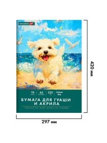 Бумага для гуаши и акрила А3 10 л., 235 г/м2, 297х420 мм, в папке, BRAUBERG ART CLASSIC, "Море", 117734