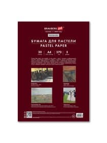 Бумага для пастели ФАКТУРНАЯ, А4, в папке, 20 листов, 5 цветов, 270 г/м2, BRAUBERG ART, 117755