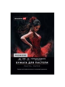 Бумага для пастели ФАКТУРНАЯ, А3, в папке, 15 листов, ЧЕРНАЯ, 270 г/м2, BRAUBERG ART, 117758