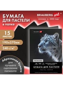 Бумага для пастели АБРАЗИВНАЯ А4, 190х270 мм, в папке, 15 листов, ЧЕРНАЯ, 240 г/м2, BRAUBERG ART, 117765